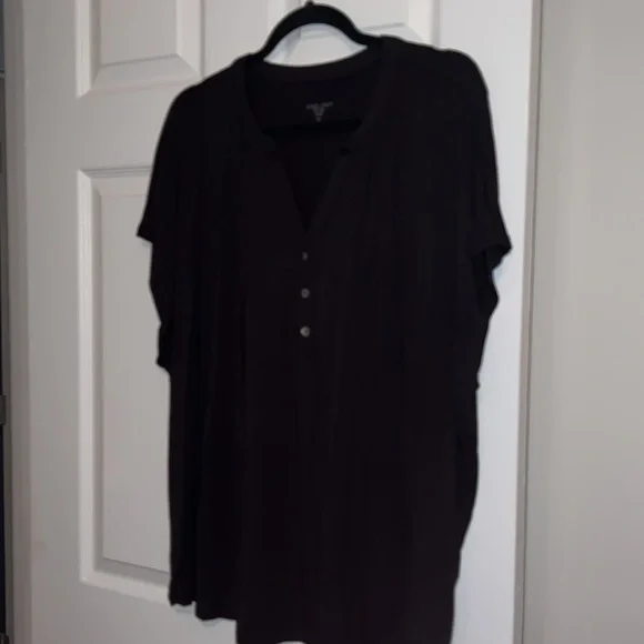 Joan Vass Women’s Plus Size Cap Sleeve Top in Black in 2X - Picture 4 of 9